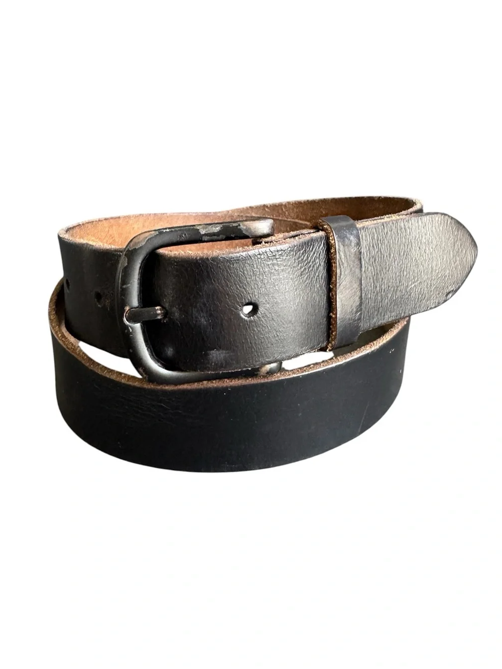 American Eagle‎ Distressed Black Leather Belt Well Worn Unisex Mens 34